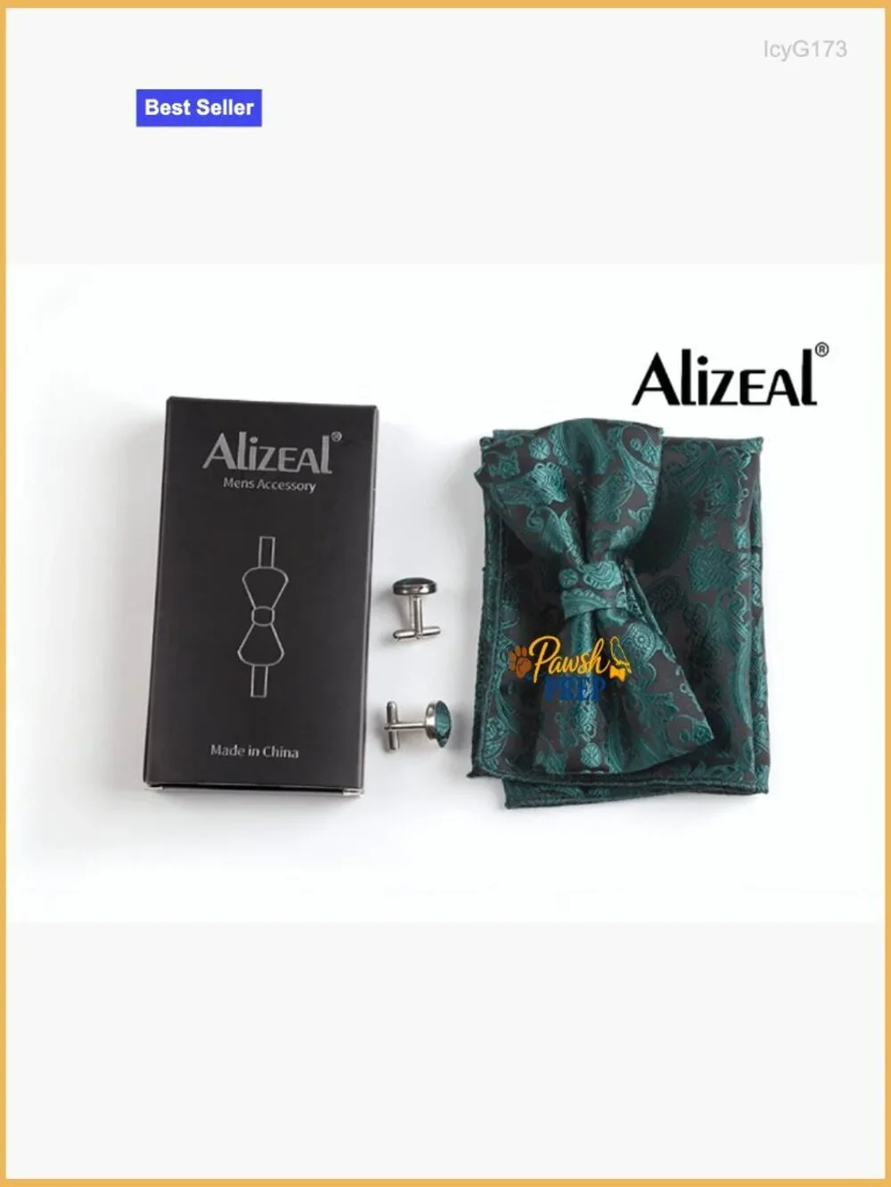 Men's Paisley Bow Tie Set with Pocket Square and Cufflinks